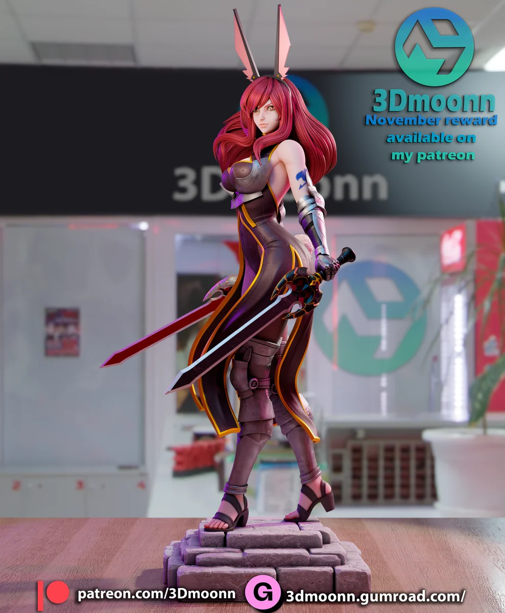 Erza Scarlet | Fan Art | 3D Printed Resin Model Garage Kit | *Un-Painted* | 3DMoonn 6