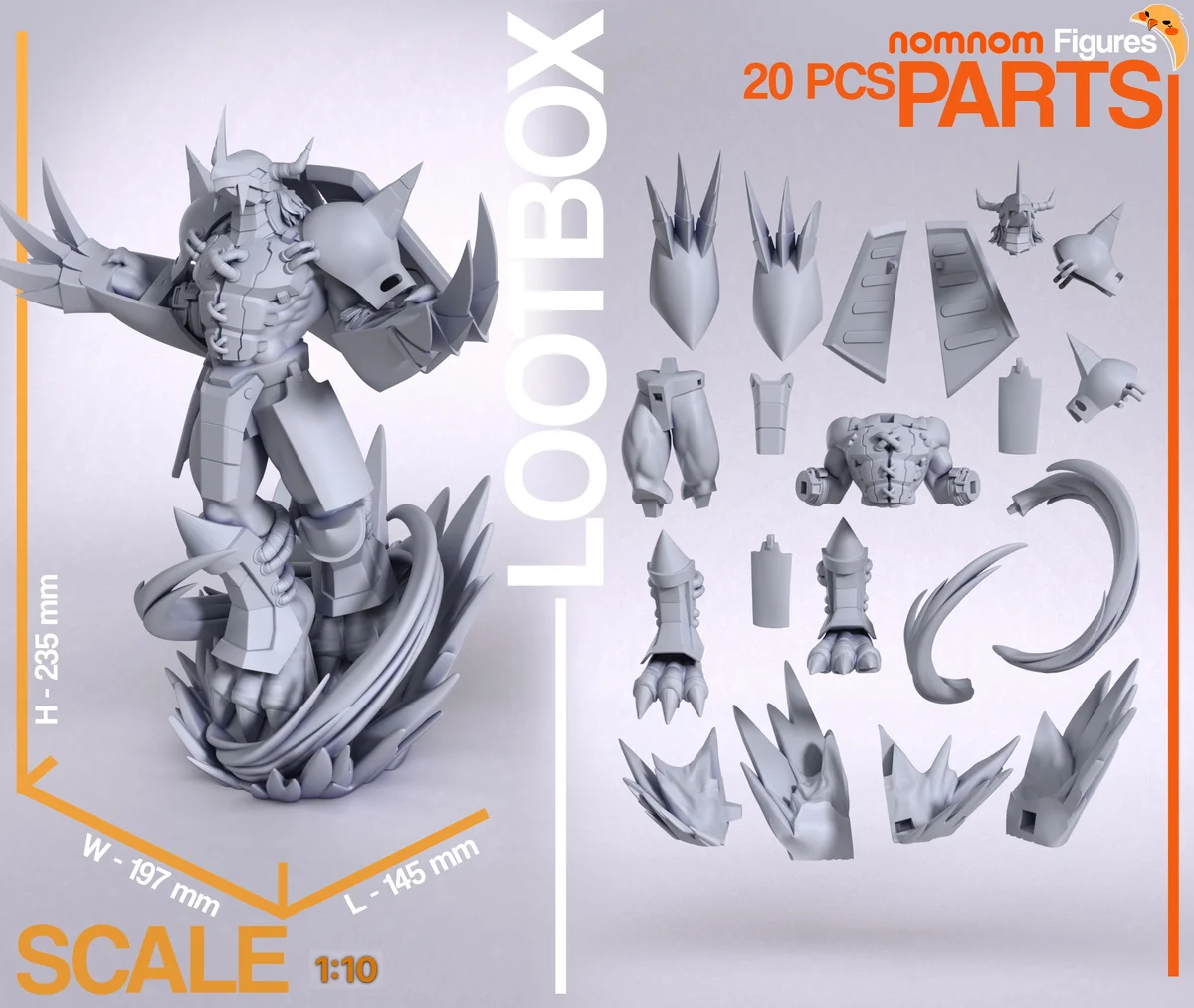 Wargreymon | Fan Art | 3D Printed Resin Model Garage Kit | *Un-Painted* | Nomnom 3