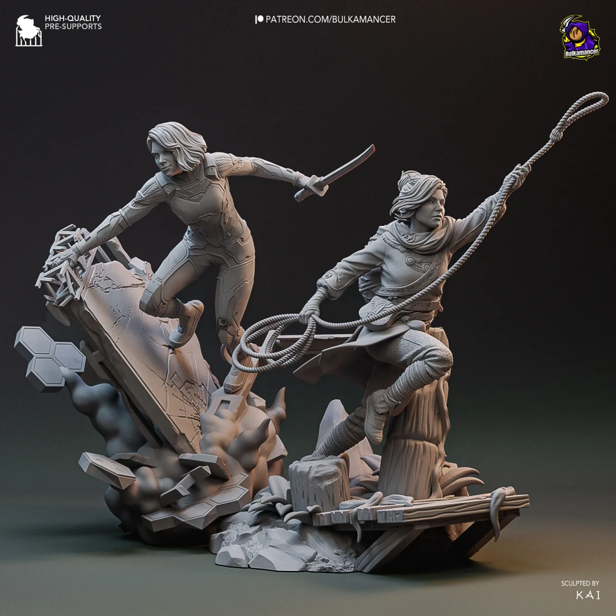 Mio & Zoe | Fan Art | 3D Printed Resin Model Garage Kit | *Un-Painted* | Bulkamancer 5