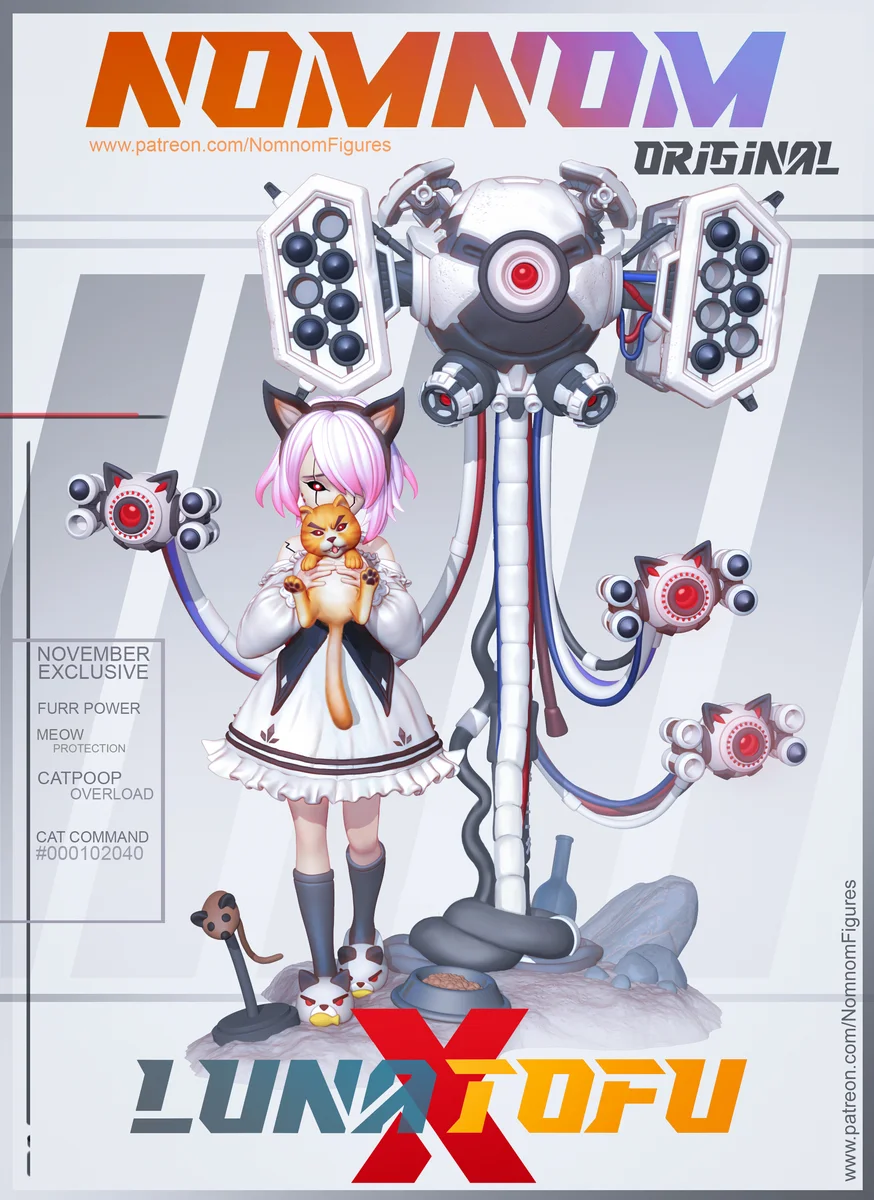 Luna x Tofu | Fan Art | 3D Printed Resin Model Garage Kit | *Un-Painted* | Nomnom