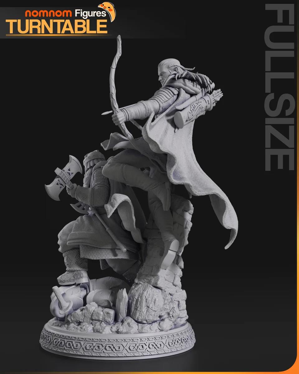 Gimli and Legolas | Fan Art | 3D Printed Resin Model Garage Kit | *Un-Painted* | Nomnom 10