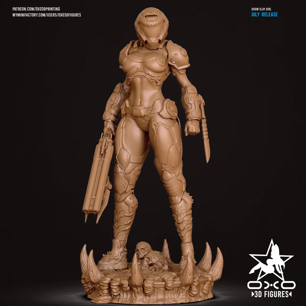 Doom Slay Girl | Fan Art | 3D Printed Resin Model Garage Kit | *Un-Painted* | OXO3D 7