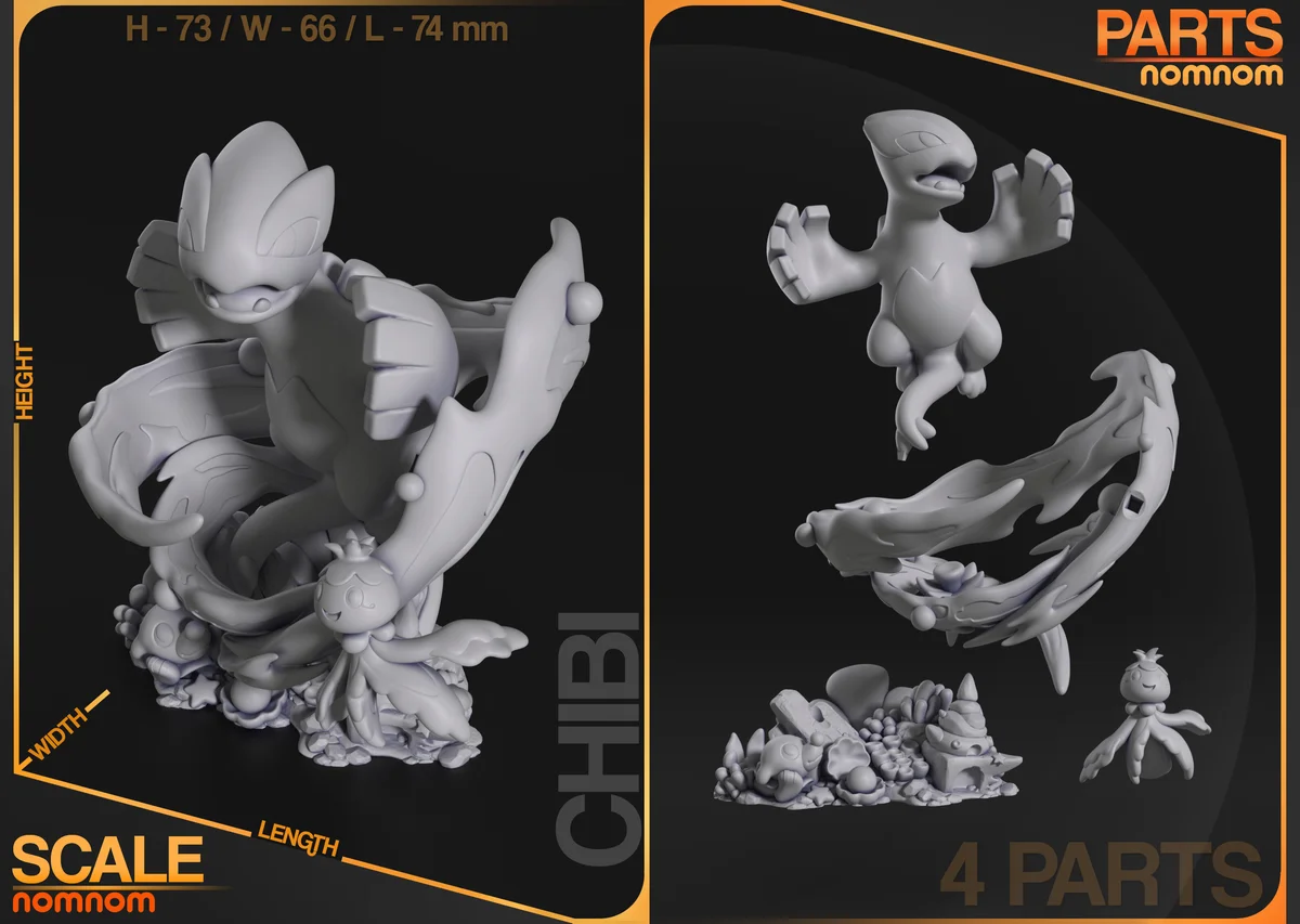 Chibi Lugia | Fan Art | 3D Printed Resin Model Garage Kit | *Un-Painted* | Nomnom 3
