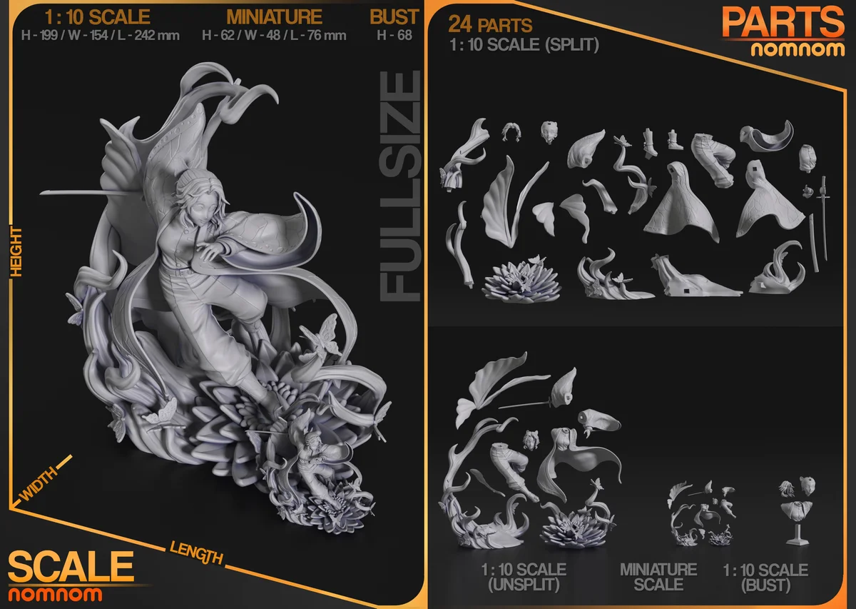 Shinobu Kochou | Fan Art | 3D Printed Resin Model Garage Kit | *Un-Painted* | Nomnom 3