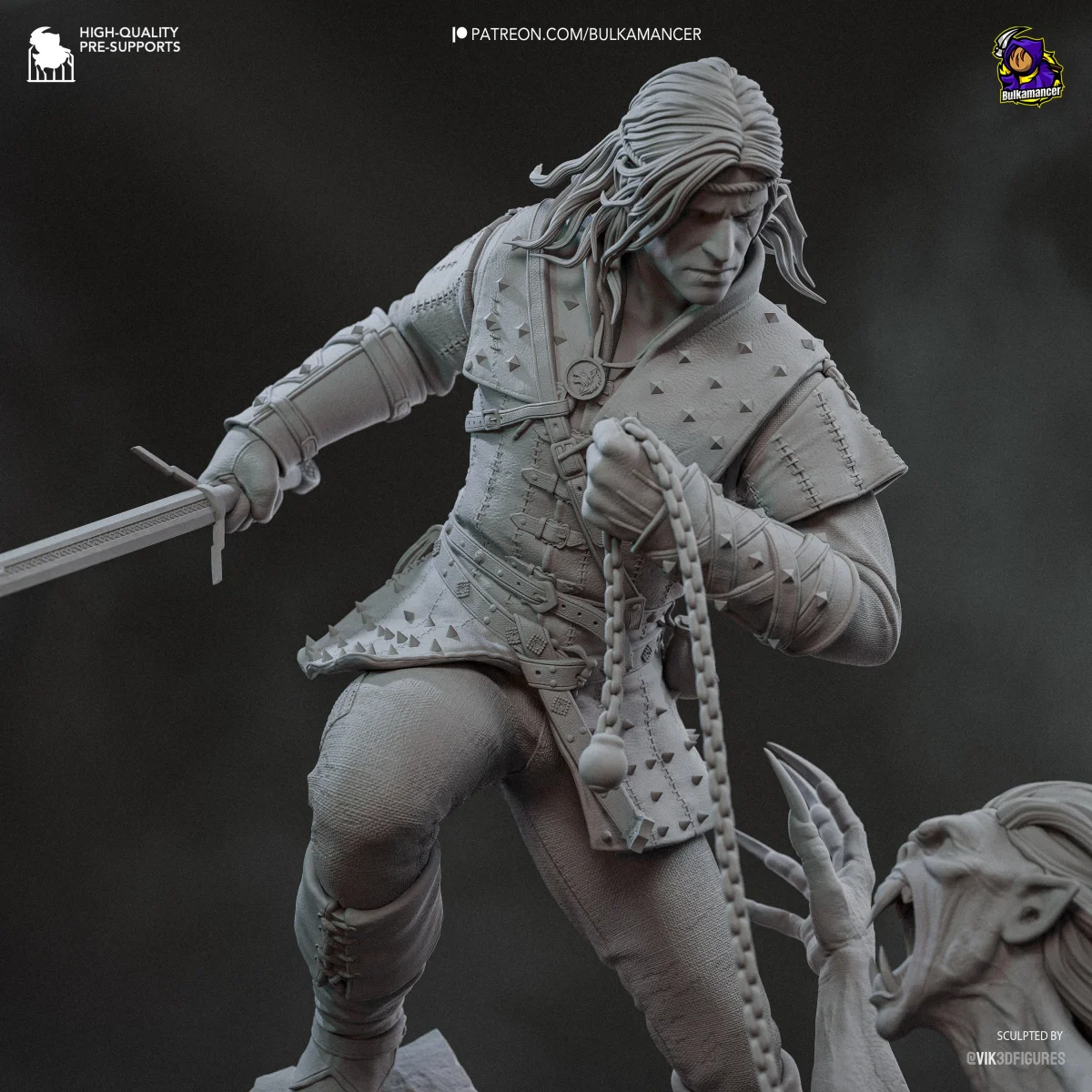 Geralt | Fan Art | 3D Printed Resin Model Garage Kit | *Un-Painted* | Bulkamancer 7