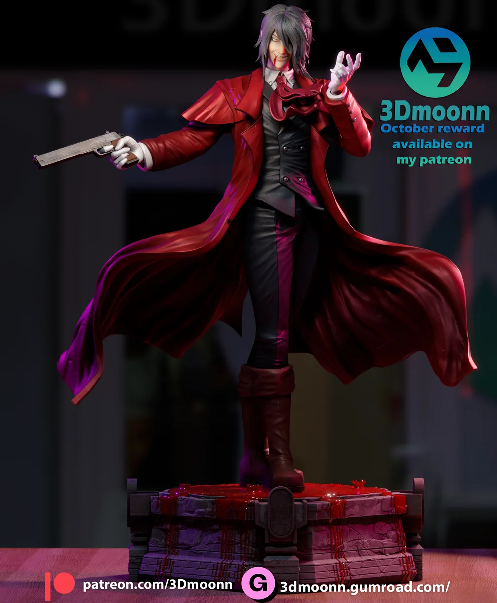Alucard | Fan Art | 3D Printed Resin Model Garage Kit | *Un-Painted* | 3DMoonn 7