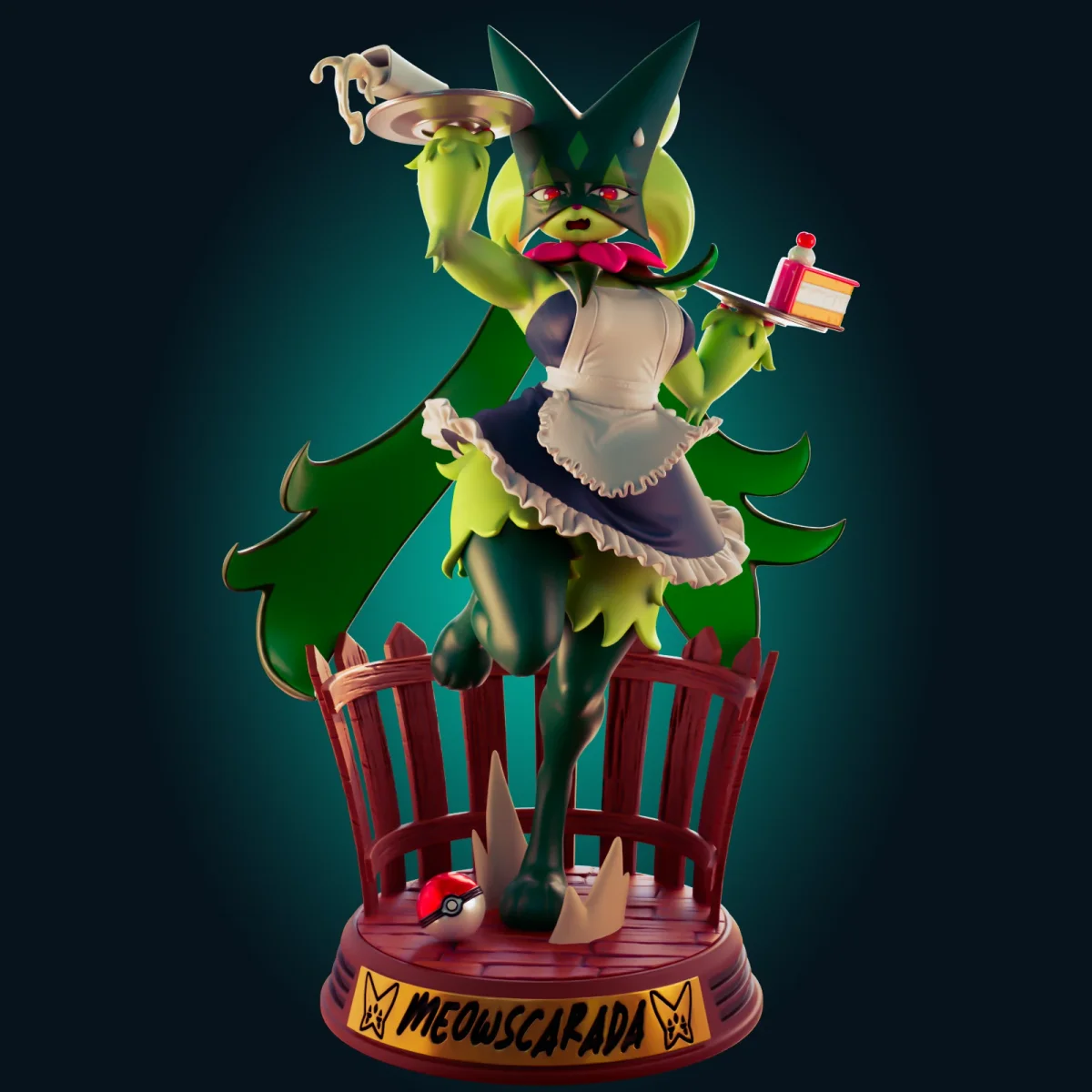 Meowscarada Maid | Fan Art | 3D Printed Resin Model Garage Kit | *Un-Painted* | Officer Rhu