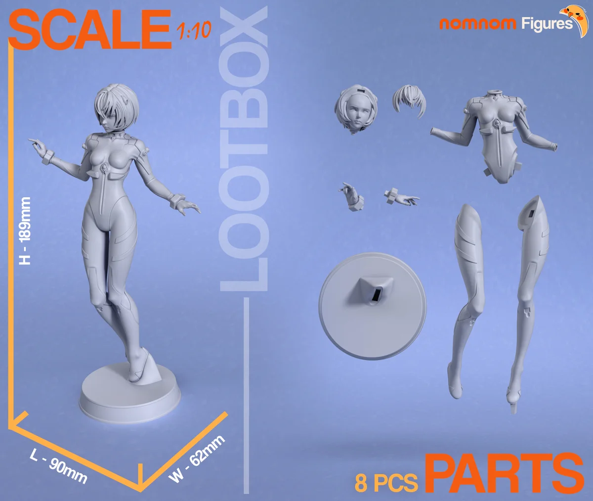 Rei Ayanami | Fan Art | 3D Printed Resin Model Garage Kit | *Un-Painted* | Nomnom 3