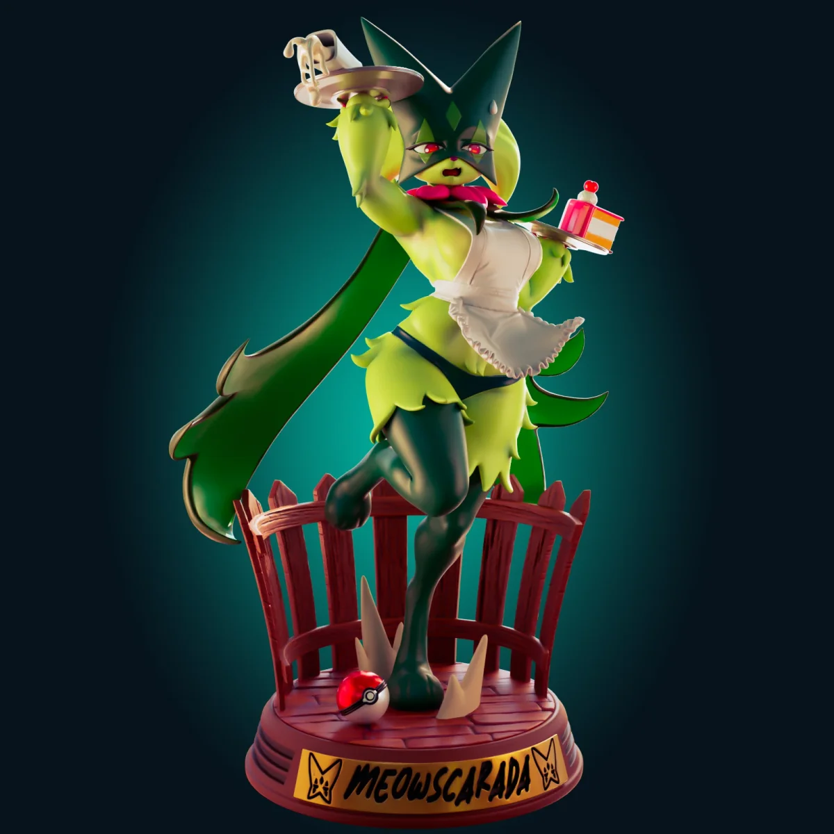 Meowscarada Maid | Fan Art | 3D Printed Resin Model Garage Kit | *Un-Painted* | Officer Rhu 3