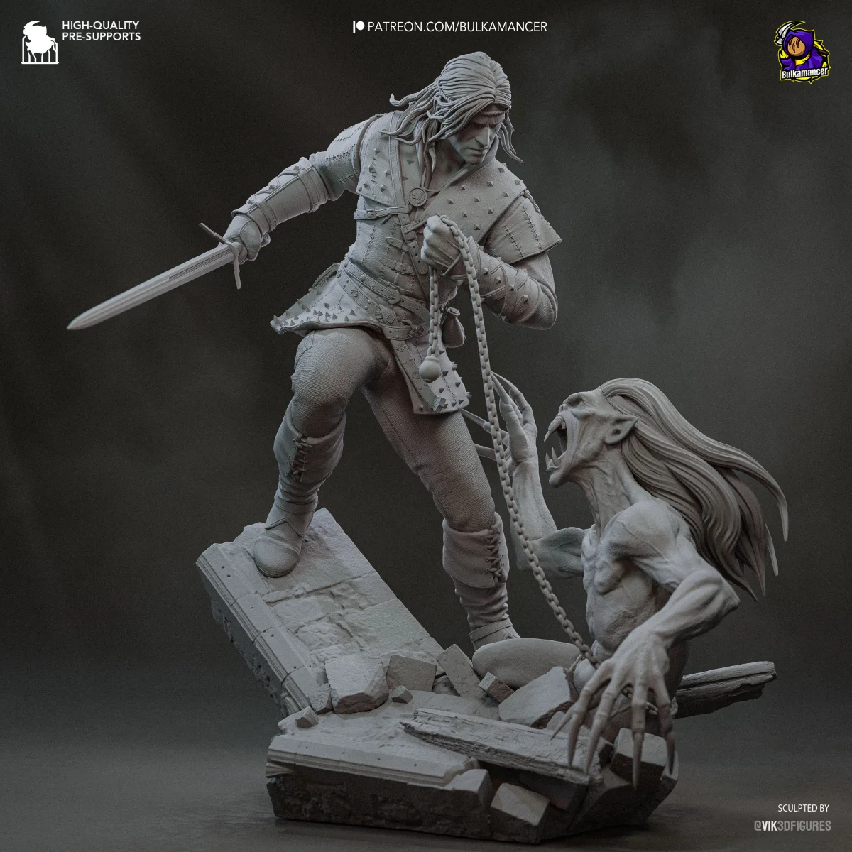 Geralt | Fan Art | 3D Printed Resin Model Garage Kit | *Un-Painted* | Bulkamancer 8