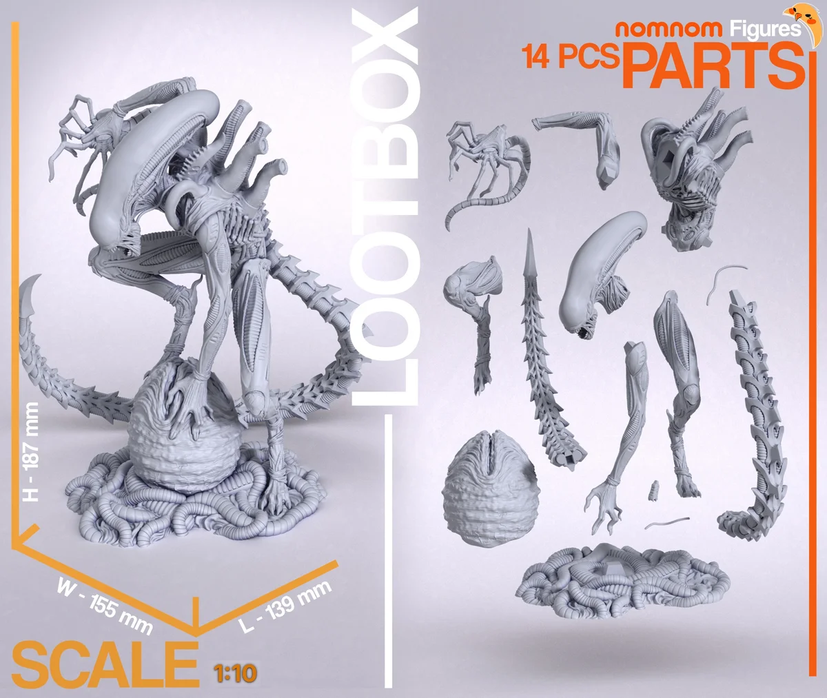 Xenomorph | Fan Art | 3D Printed Resin Model Garage Kit | *Un-Painted* | Nomnom 3