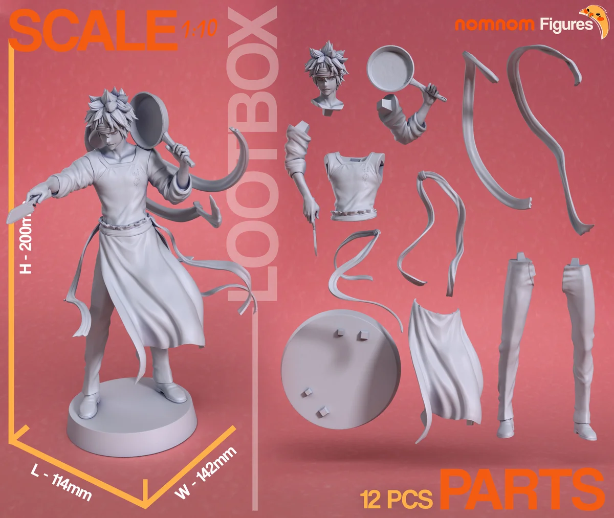 Soma Yukihira | Fan Art | 3D Printed Resin Model Garage Kit | *Un-Painted* | Nomnom 3