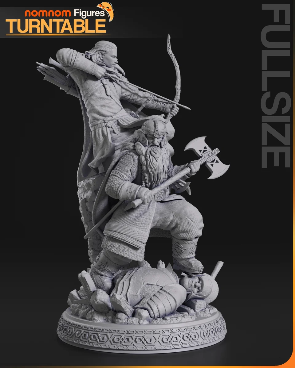 Gimli and Legolas | Fan Art | 3D Printed Resin Model Garage Kit | *Un-Painted* | Nomnom 8