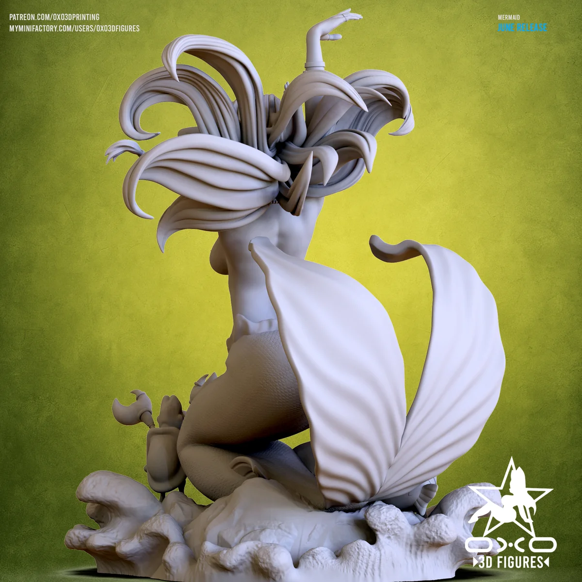 Mermaid | Fan Art | 3D Printed Resin Model Garage Kit | *Un-Painted* | OXO3D 6