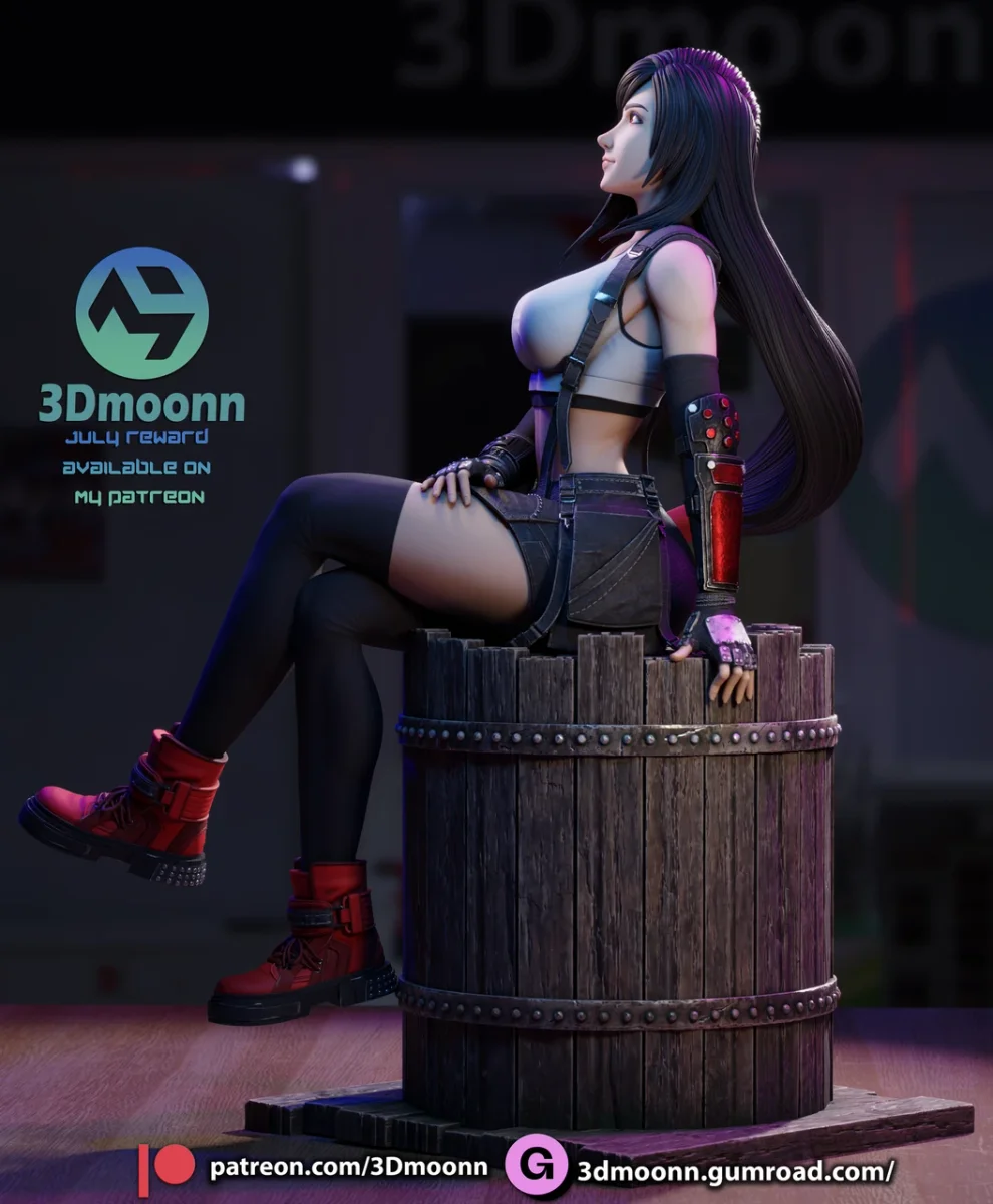 Tifa | Fan Art | 3D Printed Resin Model Garage Kit | *Un-Painted* | 3DMoonn 5