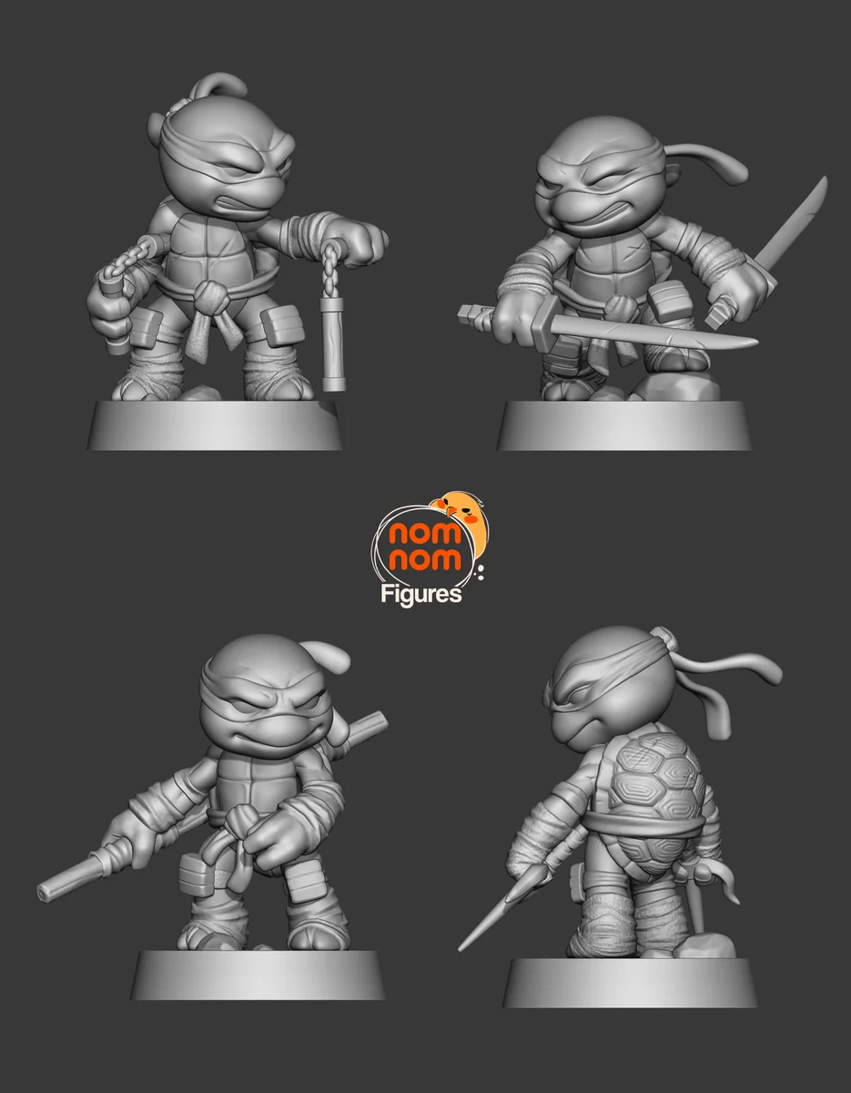 Chibi Ninja Turtles | Fan Art | 3D Printed Resin Model Garage Kit | *Un-Painted* | Nomnom 4