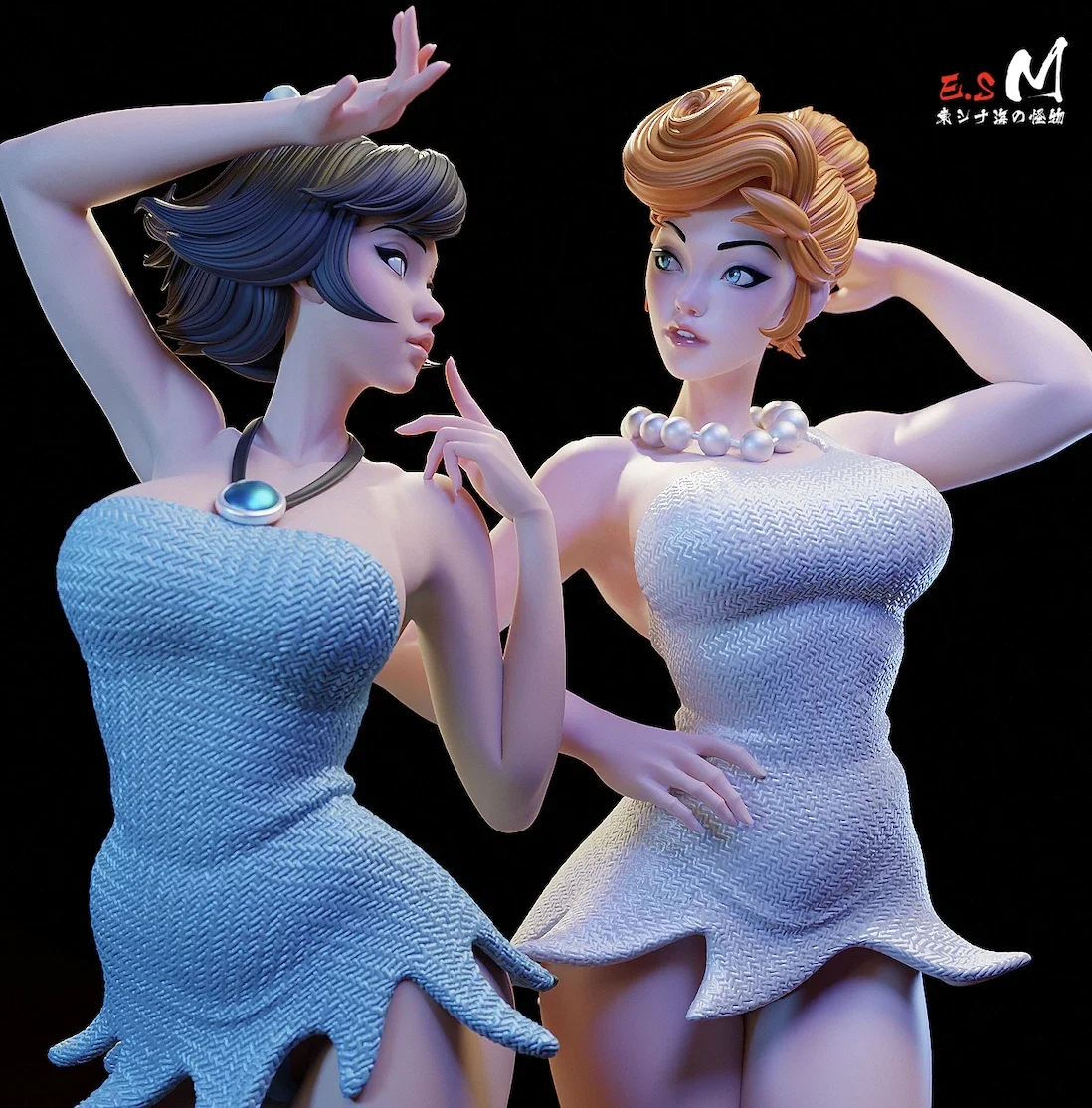 Wilma & Betty | Fan Art | 3D Printed Resin Model Garage Kit | *Un-Painted* | ES Monster