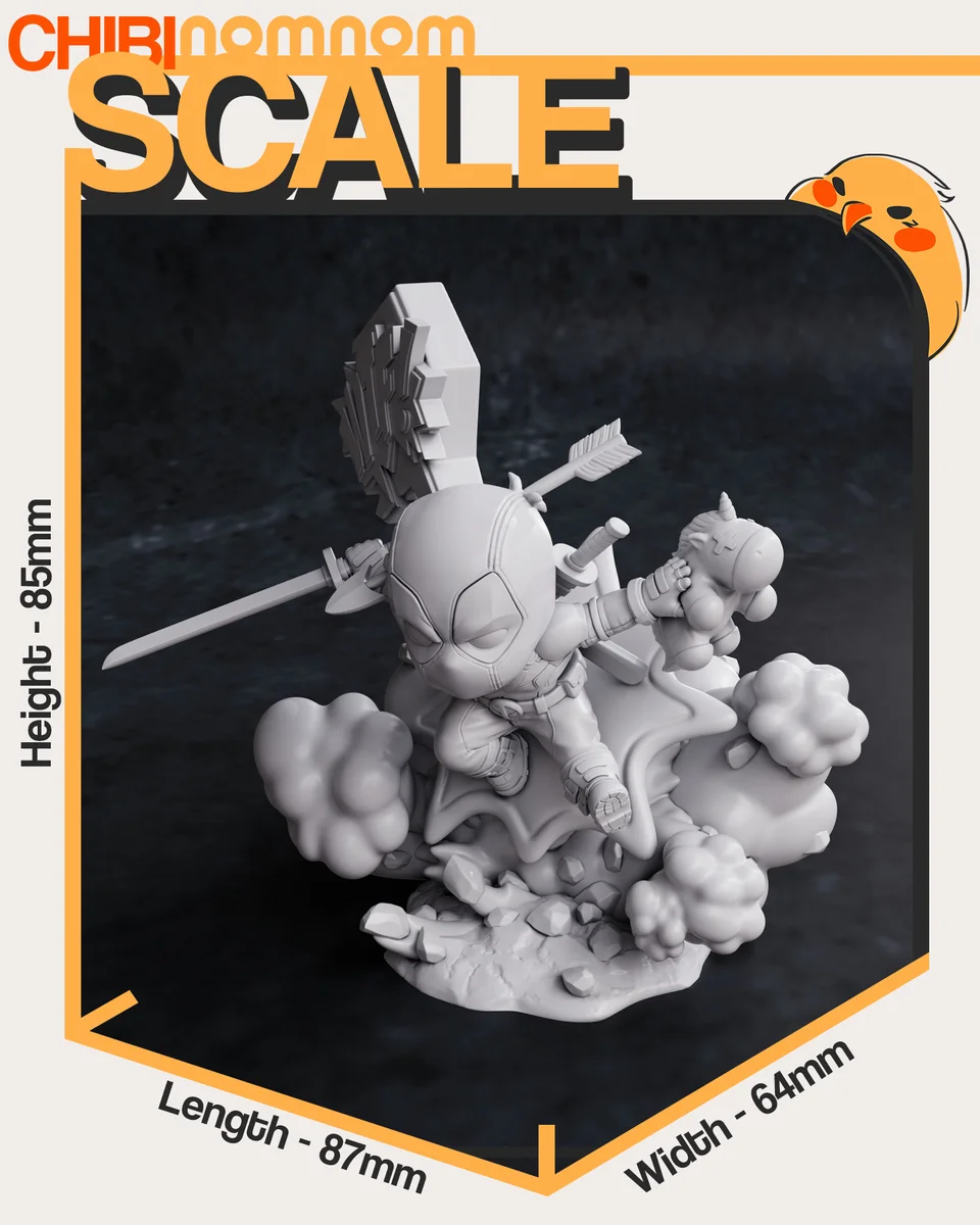 Chibi Deadpool | Fan Art | 3D Printed Resin Model Garage Kit | *Un-Painted* | Nomnom 4
