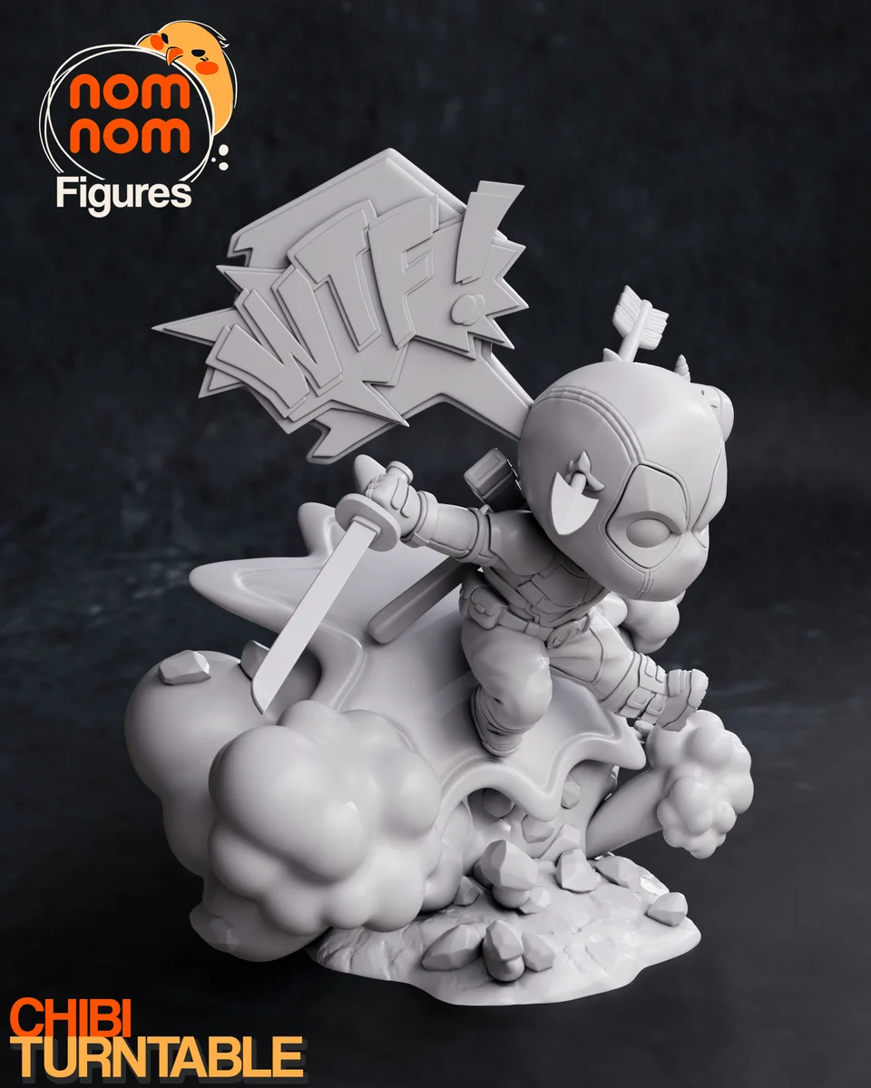 Chibi Deadpool | Fan Art | 3D Printed Resin Model Garage Kit | *Un-Painted* | Nomnom 7