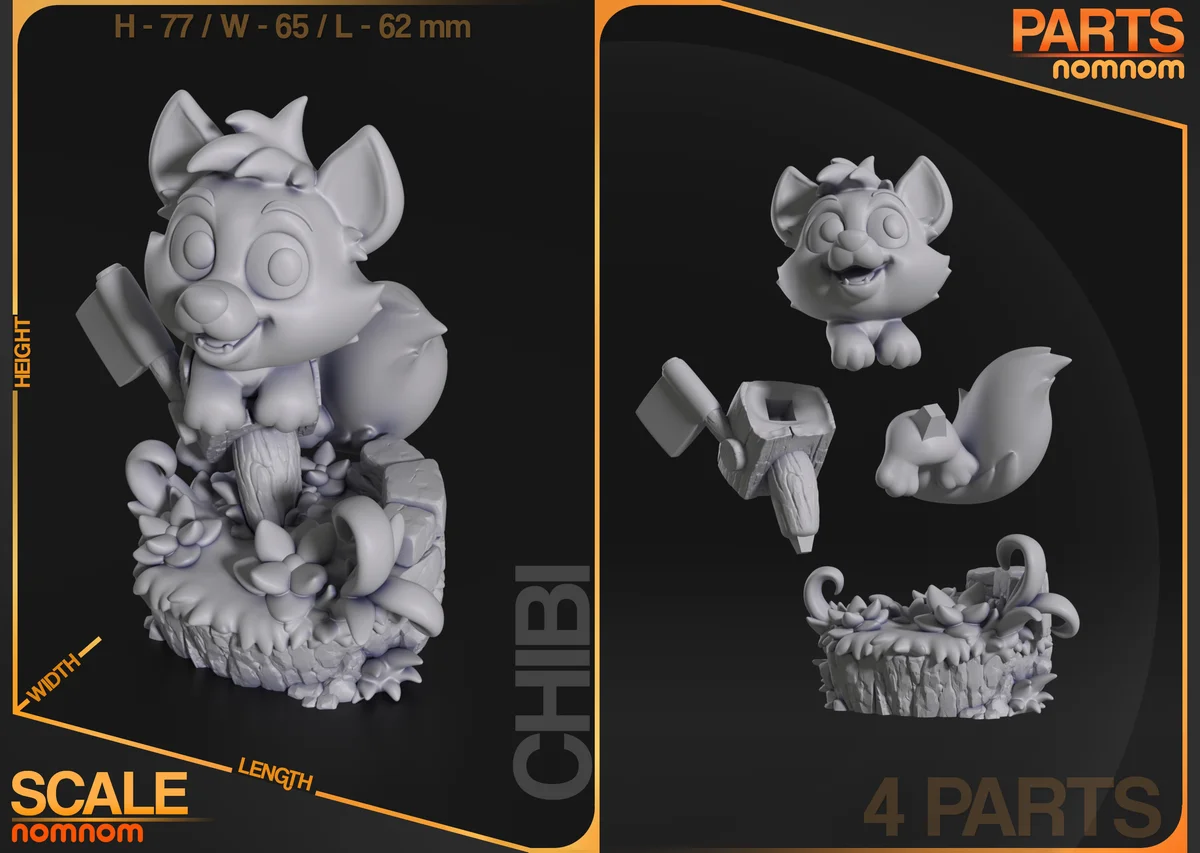 Chibi Tod | Fan Art | 3D Printed Resin Model Garage Kit | *Un-Painted* | Nomnom 3