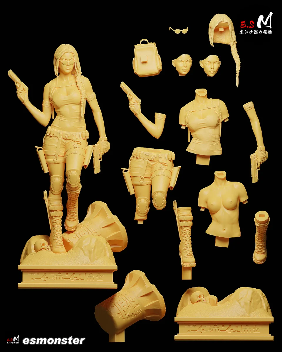 Lara Treasure Hunter | Fan Art | 3D Printed Resin Model Garage Kit | *Un-Painted* | ES Monster 7
