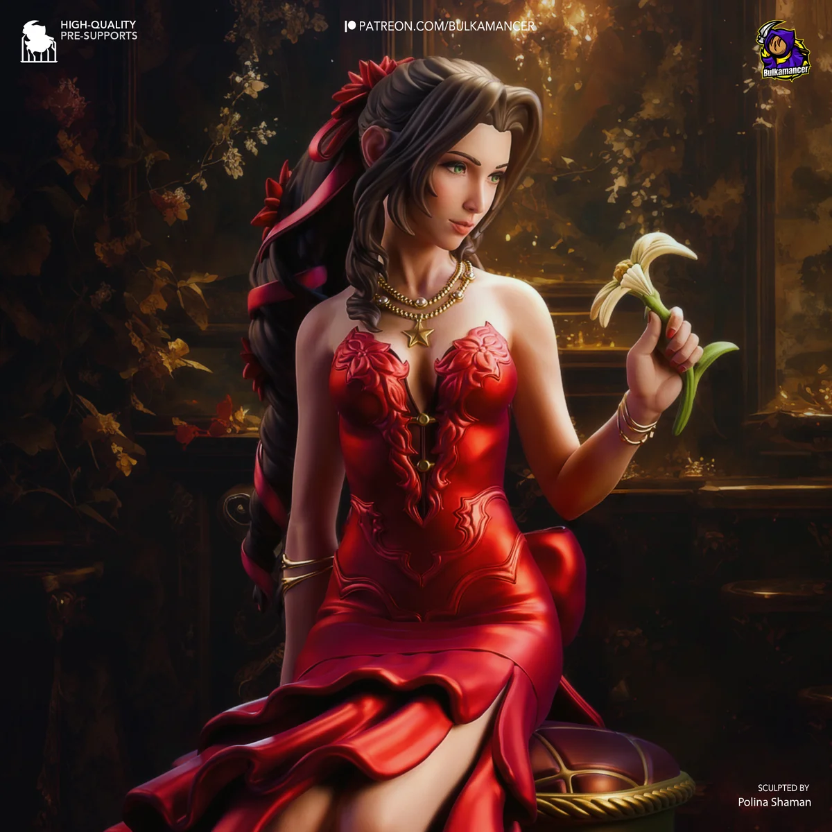 Aerith | Fan Art | 3D Printed Resin Model Garage Kit | *Un-Painted* | Bulkamancer