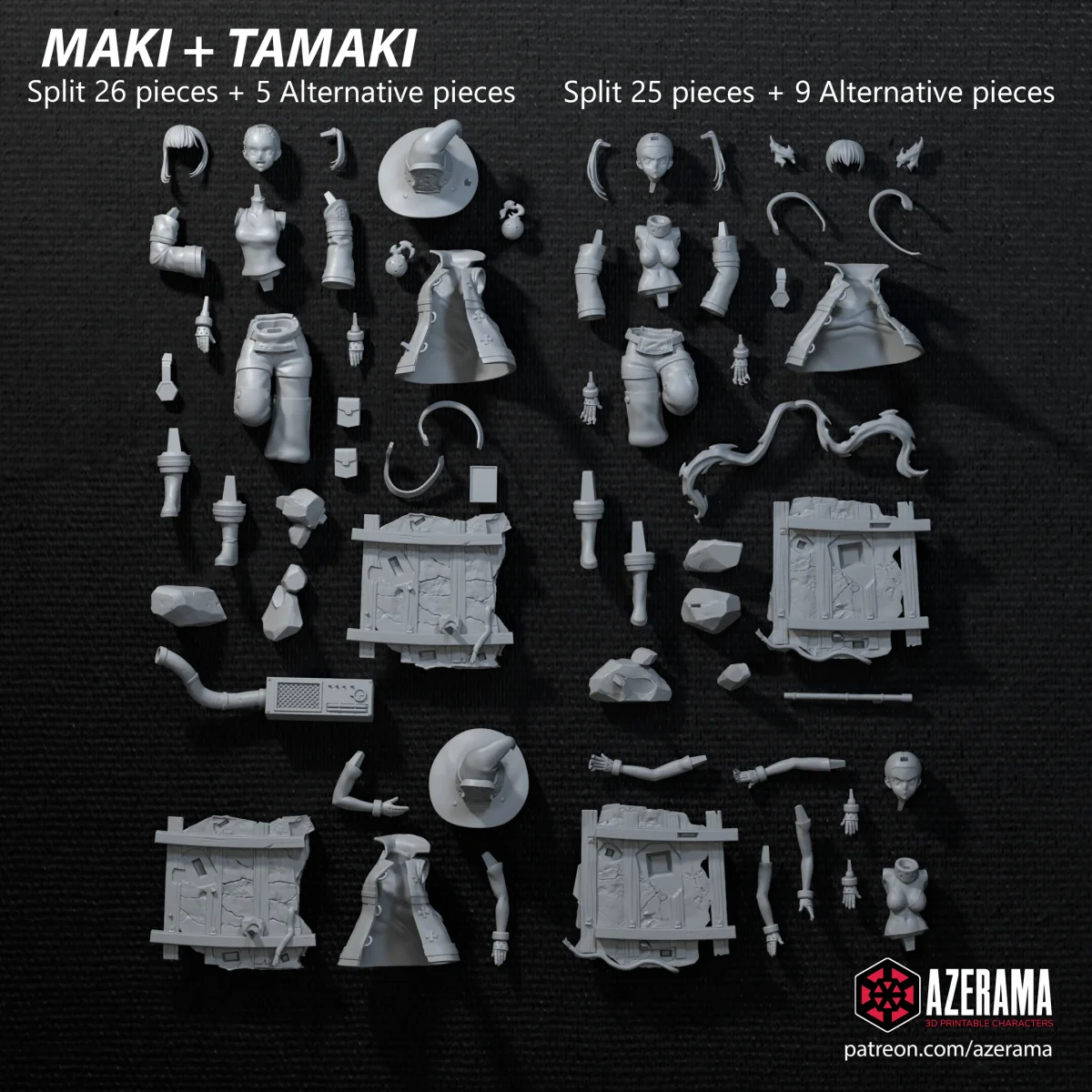 Maki + Tamaki - Fire Force | Fan Art | 3D Printed Resin Model Garage Kit | *Un-Painted* | Azerama 4