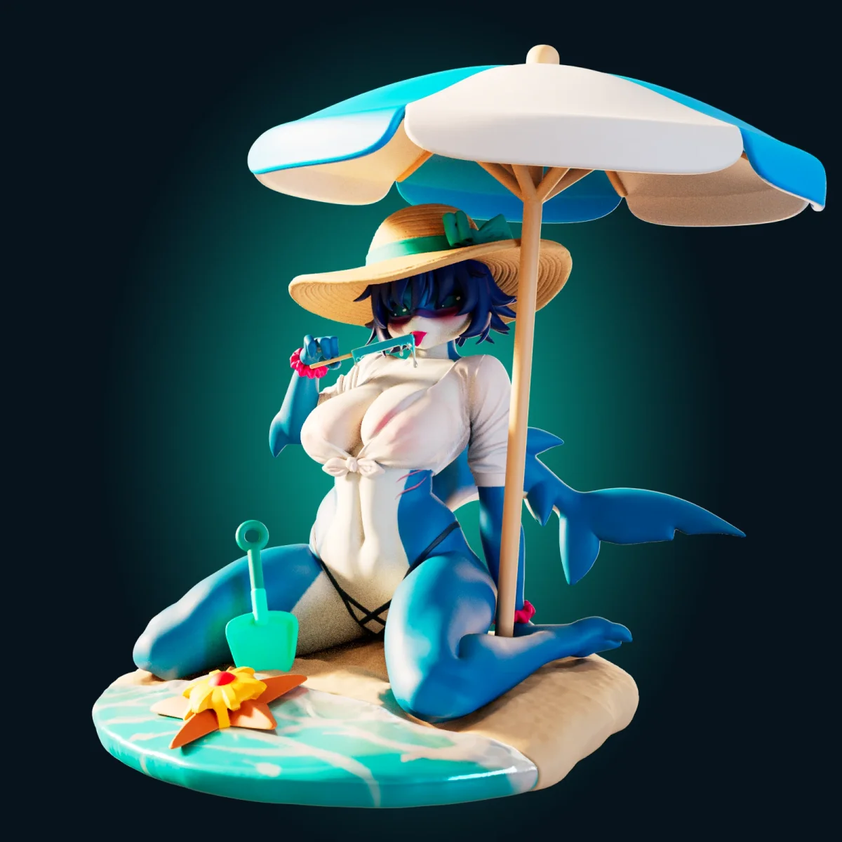 Shark Girl | Fan Art | 3D Printed Resin Model Garage Kit | *Un-Painted* | Officer Rhu