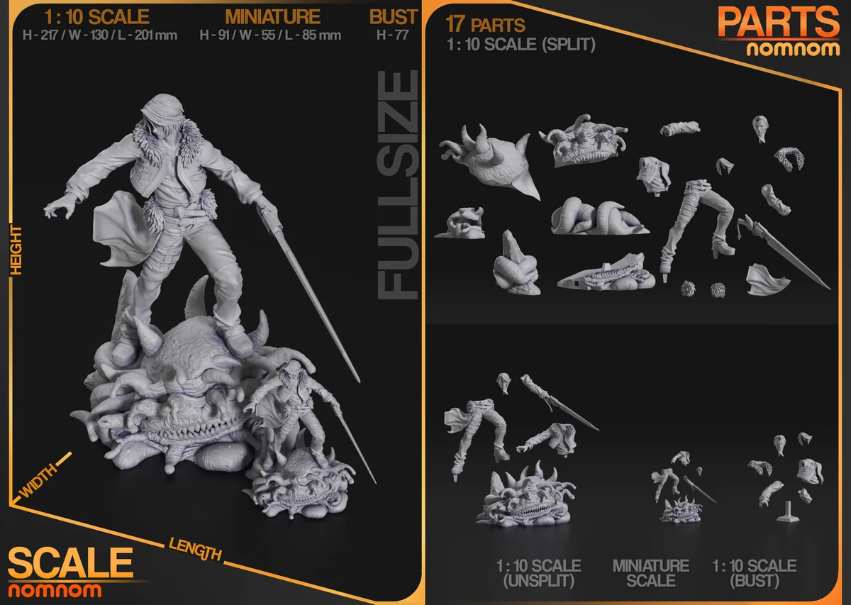 Squall Leonhart | Fan Art | 3D Printed Resin Model Garage Kit | *Un-Painted* | Nomnom 3