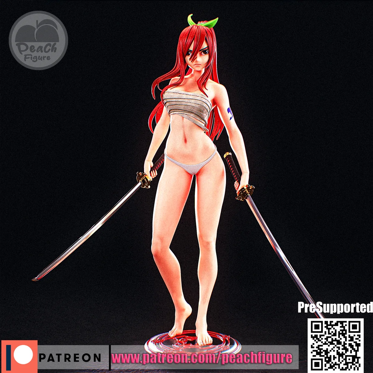 Erza Scarlet | Fan Art | 3D Printed Resin Model Garage Kit | *Un-Painted* | Peach Figure 4