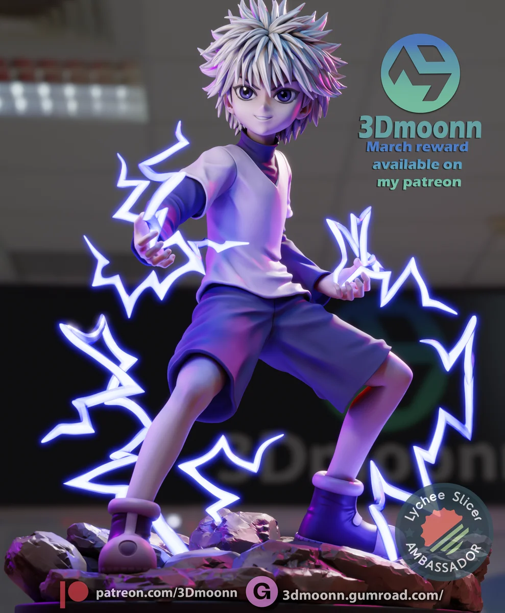 Killua | Fan Art | 3D Printed Resin Model Garage Kit | *Un-Painted* | 3DMoonn 7