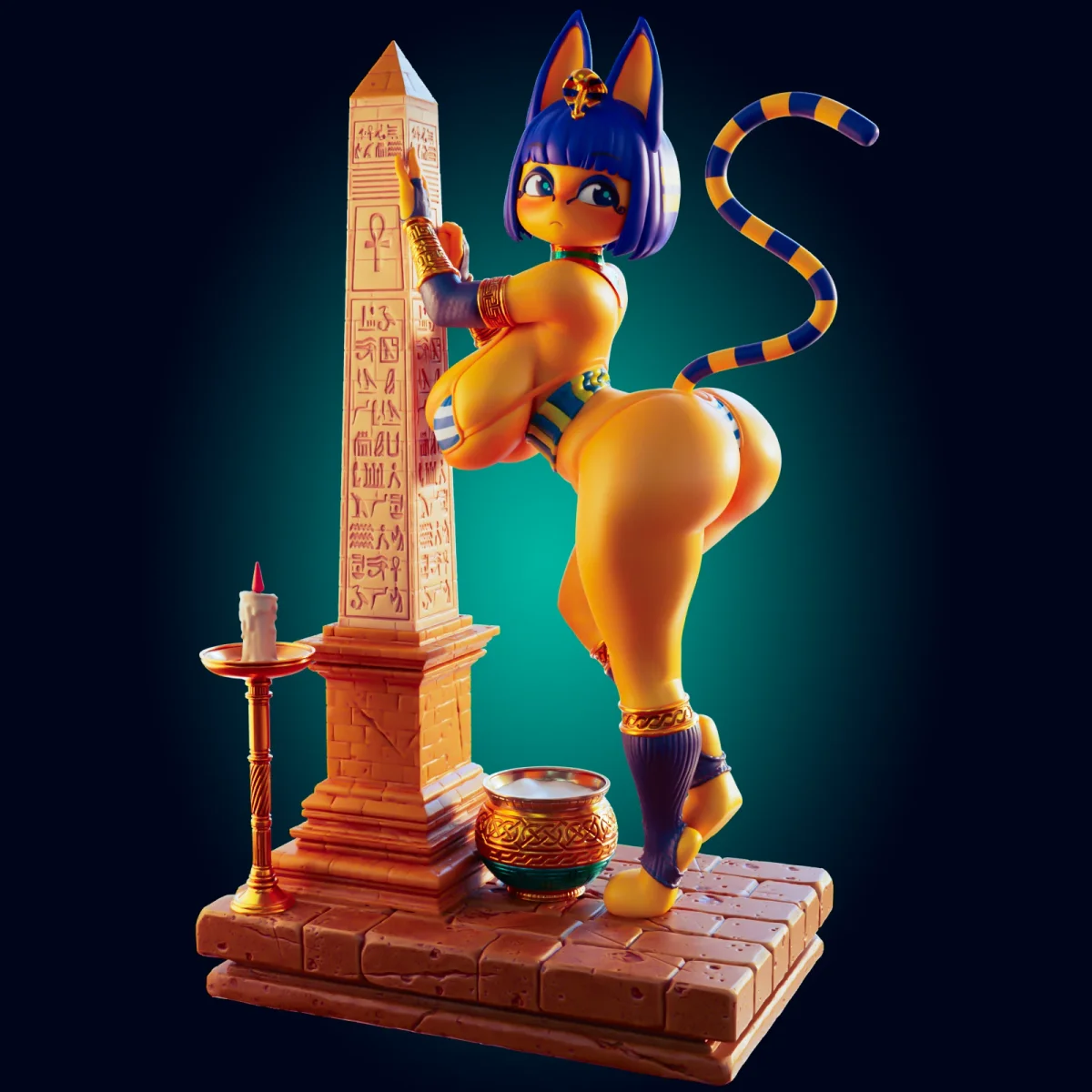 Ankha Super Chubby | Fan Art | 3D Printed Resin Model Garage Kit | *Un-Painted* | Officer Rhu 3