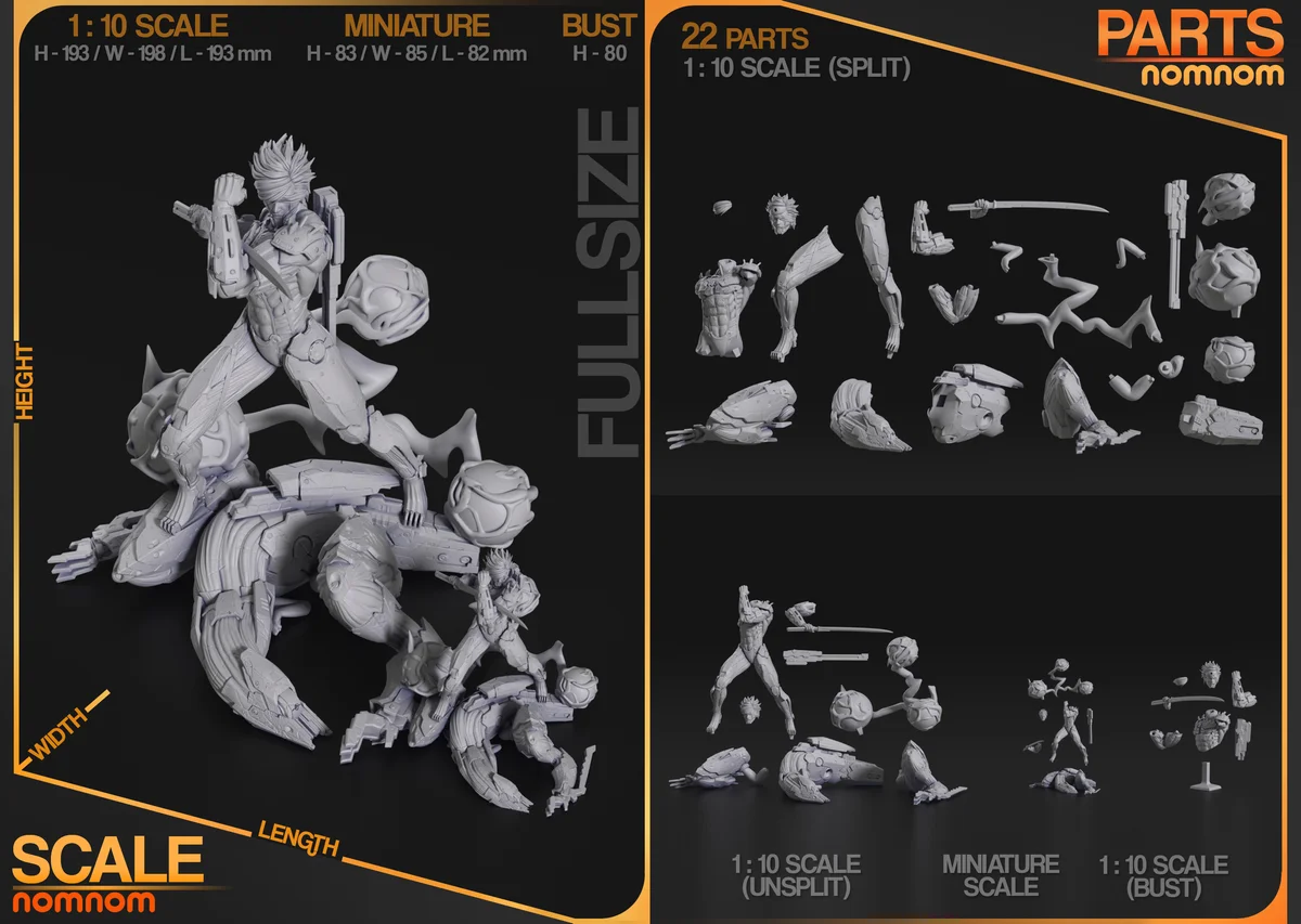Raiden | Fan Art | 3D Printed Resin Model Garage Kit | *Un-Painted* | Nomnom 3