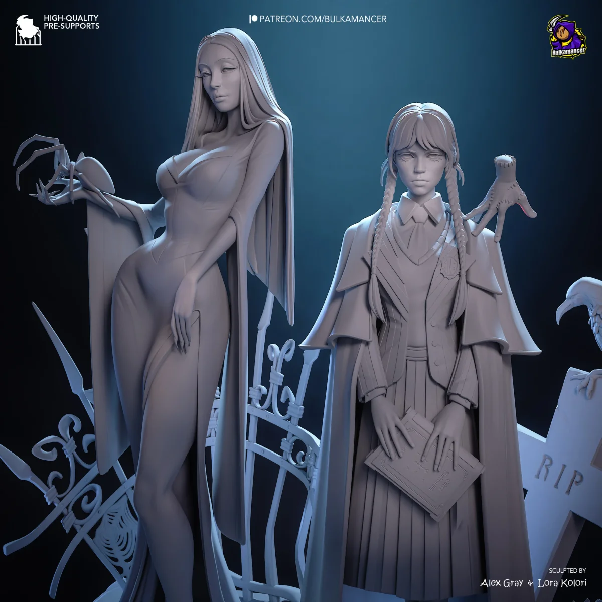 Gothic Duo | Fan Art | 3D Printed Resin Model Garage Kit | *Un-Painted* | Bulkamancer 8