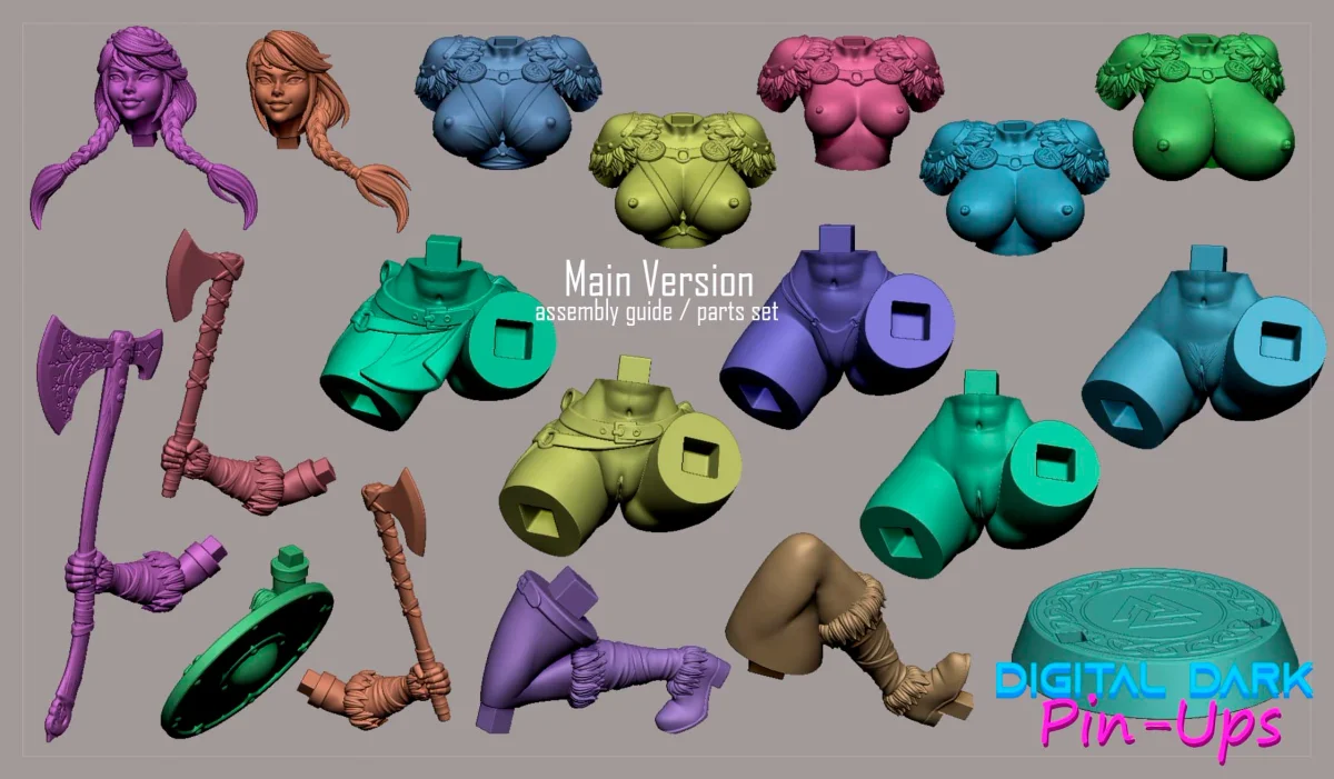 Viking Maiden | Fan Art | 3D Printed Resin Model Garage Kit | *Un-Painted* | Digital Dark 11