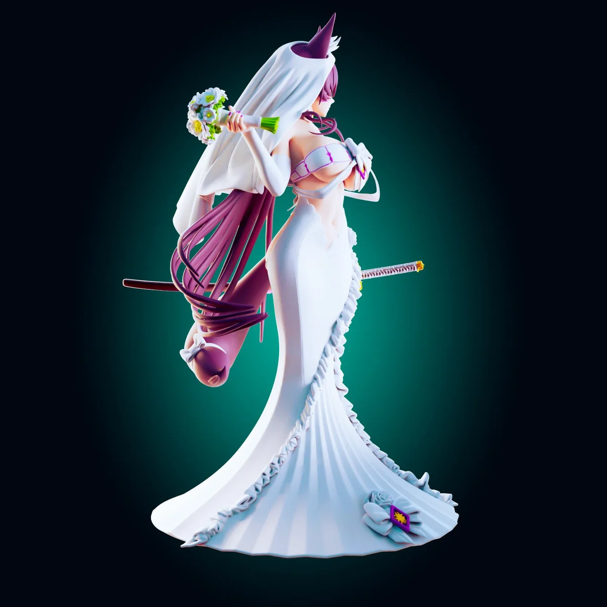 Cat Bride | Fan Art | 3D Printed Resin Model Garage Kit | *Un-Painted* | Officer Rhu 5