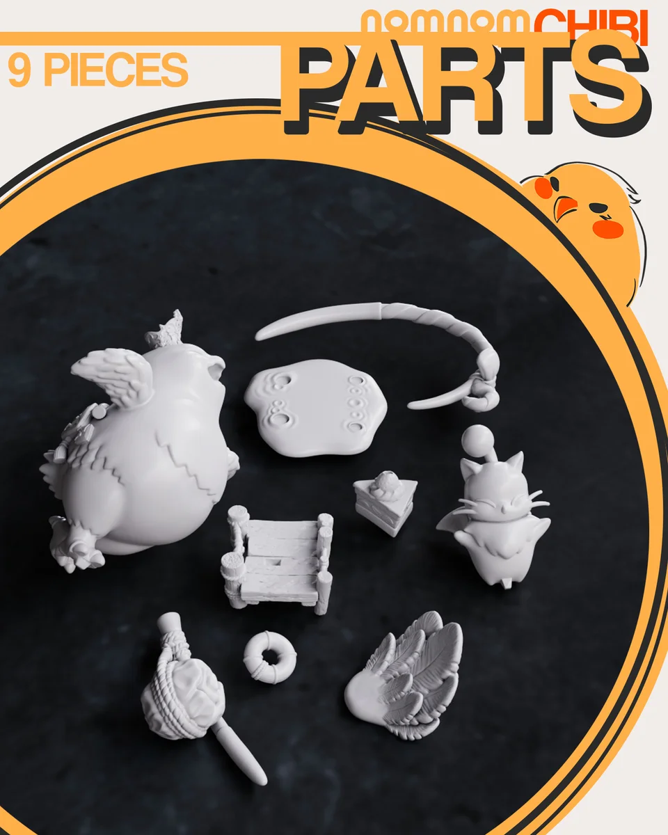 Chibi Chocobo | Fan Art | 3D Printed Resin Model Garage Kit | *Un-Painted* | Nomnom 3