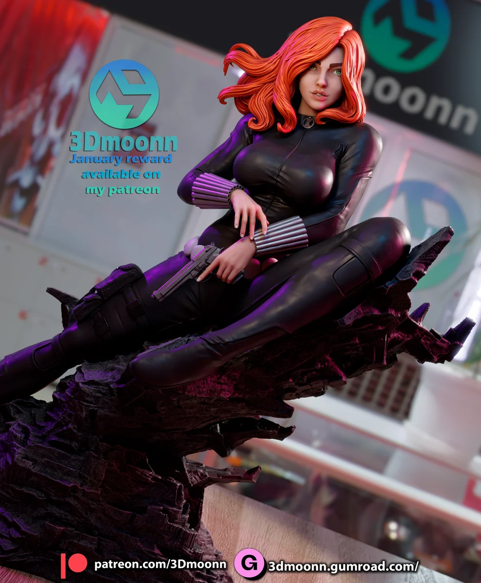 Black Widow | Fan Art | 3D Printed Resin Model Garage Kit | *Un-Painted* | 3DMoonn 3