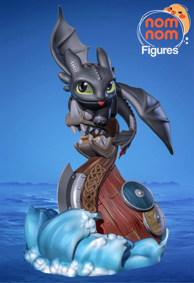 Chibi Toothless | Fan Art | 3D Printed Resin Model Garage Kit | *Un-Painted* | Nomnom