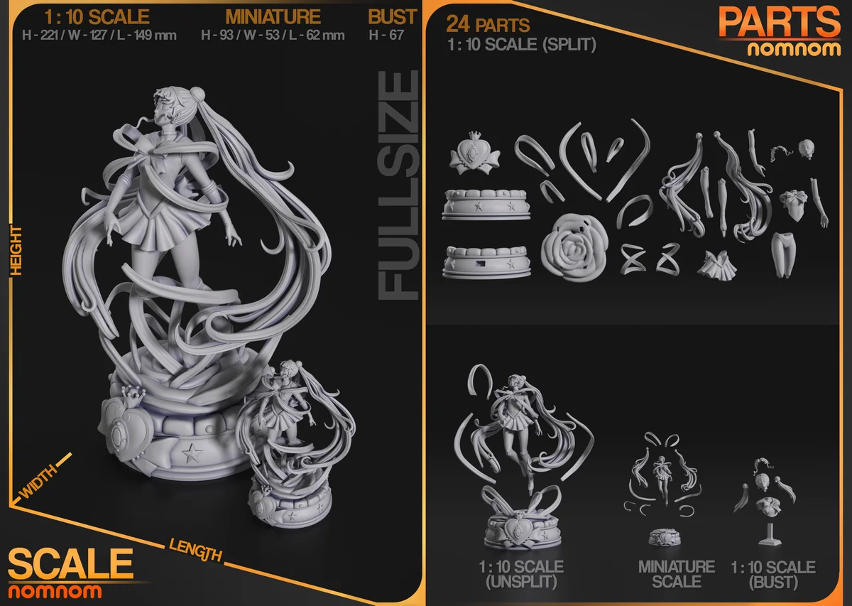 Sailor Moon | Fan Art | 3D Printed Resin Model Garage Kit | *Un-Painted* | Nomnom 3