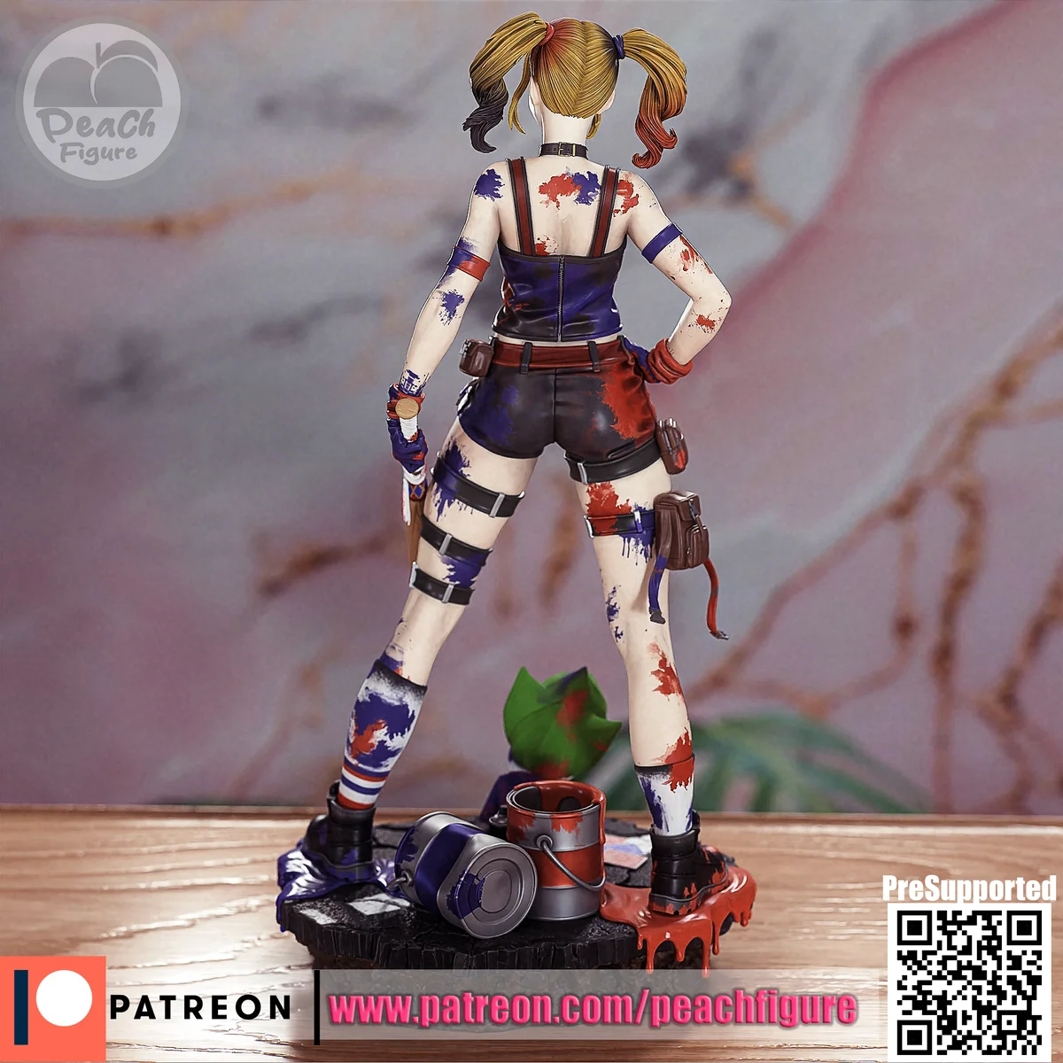 Harley Quinn | Fan Art | 3D Printed Resin Model Garage Kit | *Un-Painted* | Peach Figure 3