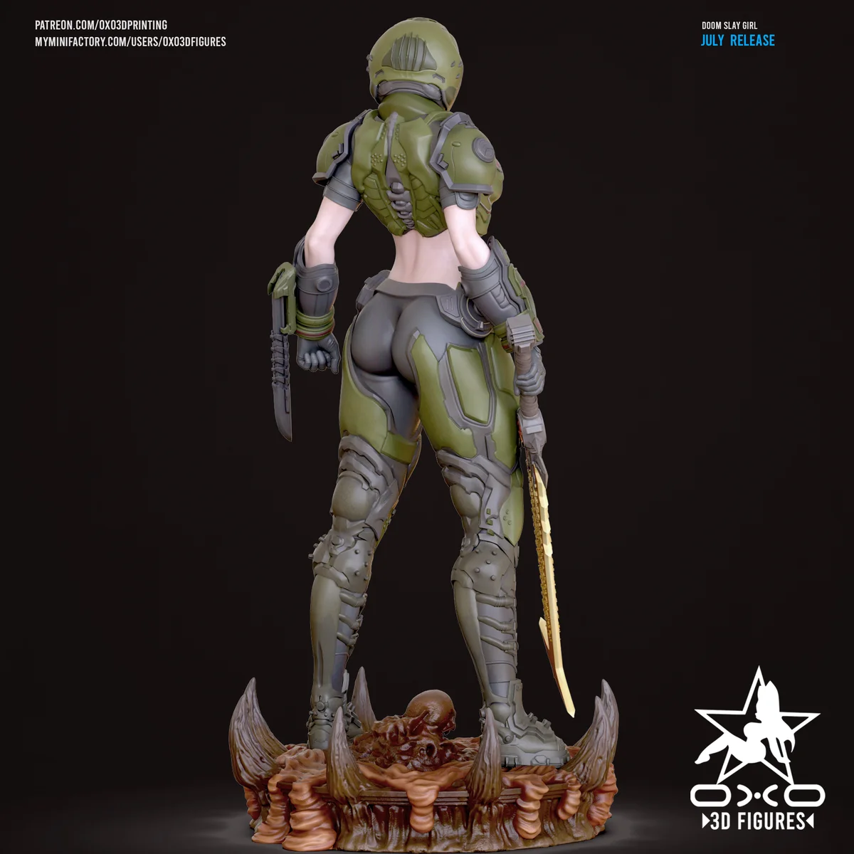 Doom Slay Girl | Fan Art | 3D Printed Resin Model Garage Kit | *Un-Painted* | OXO3D 5