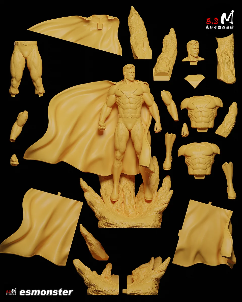 Superman | Fan Art | 3D Printed Resin Model Garage Kit | *Un-Painted* | ES Monster 6