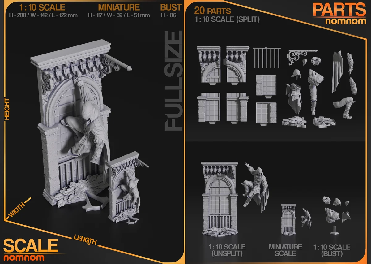 Ezio | Fan Art | 3D Printed Resin Model Garage Kit | *Un-Painted* | Nomnom 3