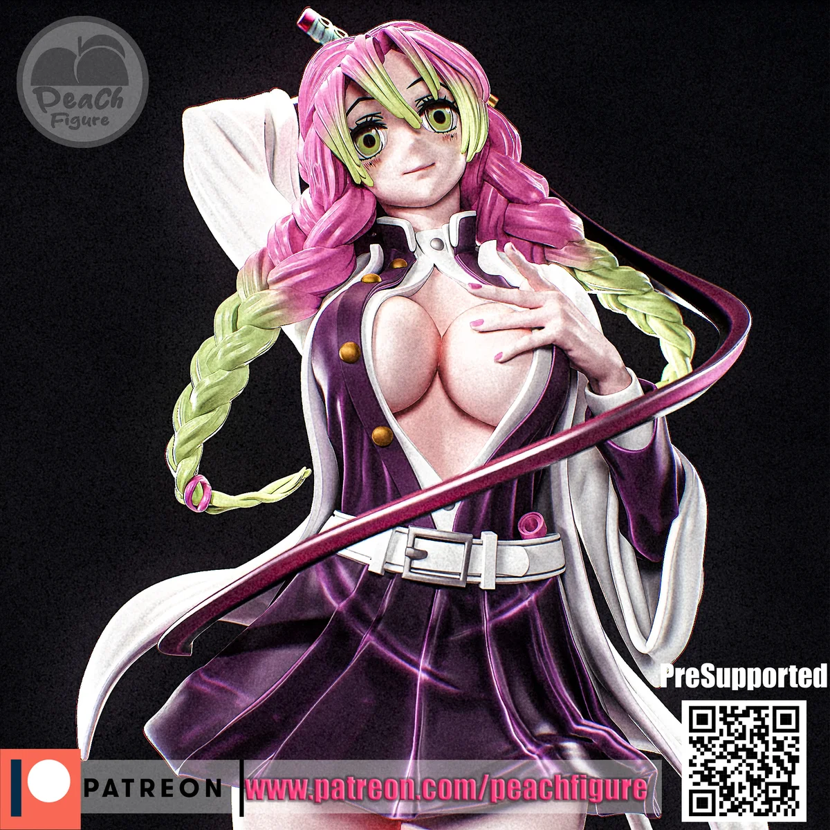 Mitsuri Kanroji | Fan Art | 3D Printed Resin Model Garage Kit | *Un-Painted* | Peach Figure 3