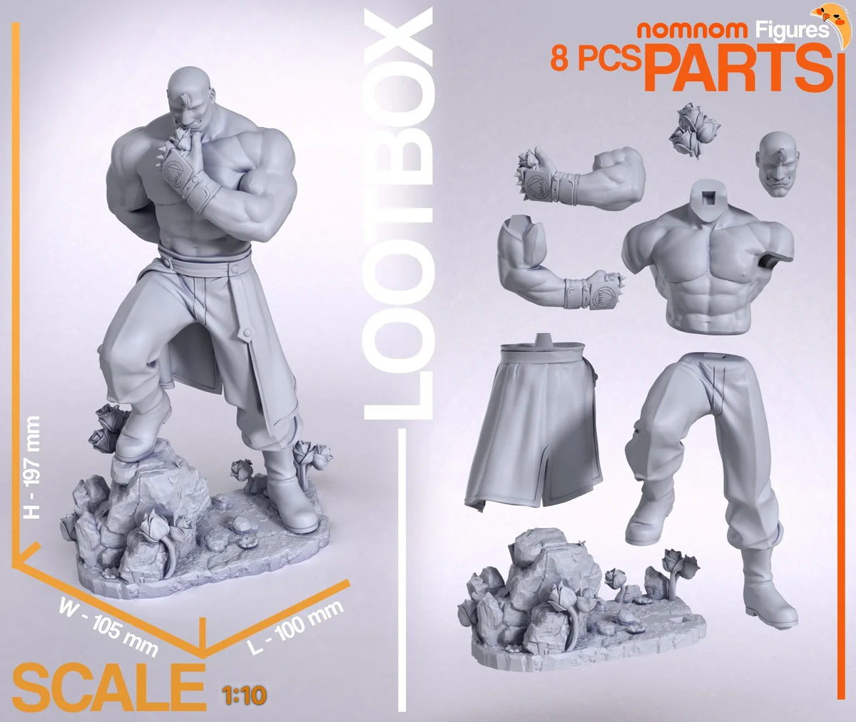 Alex Luis Armstrong | Fan Art | 3D Printed Resin Model Garage Kit | *Un-Painted* | Nomnom 3