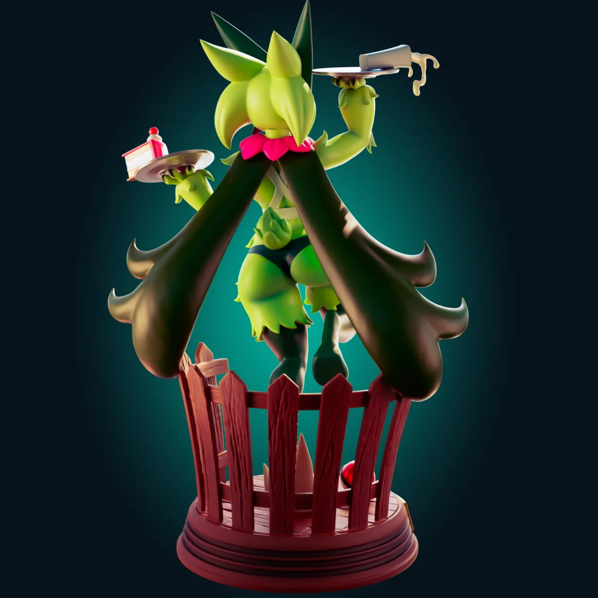 Meowscarada Maid | Fan Art | 3D Printed Resin Model Garage Kit | *Un-Painted* | Officer Rhu 4
