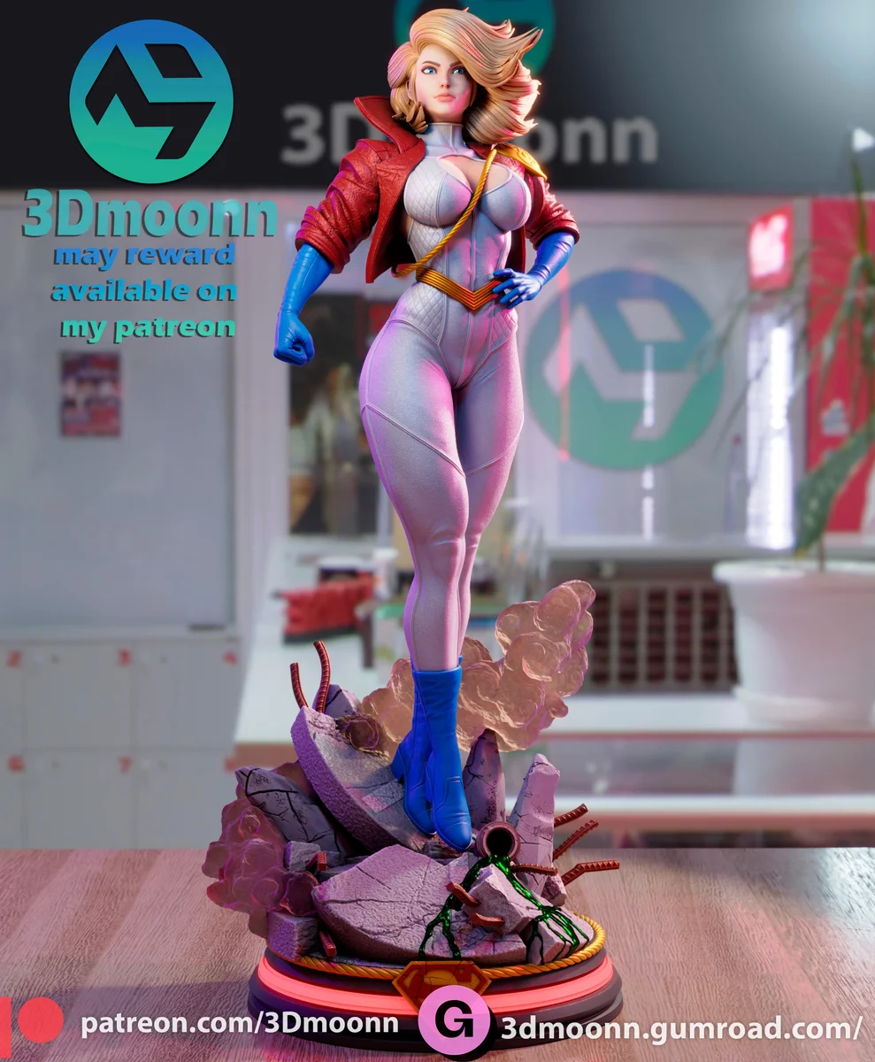 Power Girl | Fan Art | 3D Printed Resin Model Garage Kit | *Un-Painted* | 3DMoonn 3