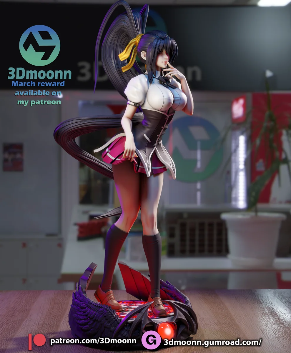 Akeno | Fan Art | 3D Printed Resin Model Garage Kit | *Un-Painted* | 3DMoonn 3
