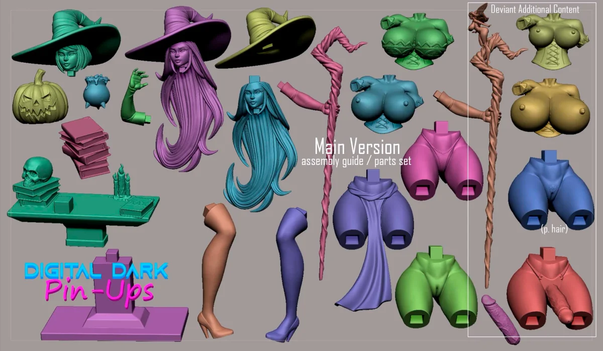Sorceress v1 | Fan Art | 3D Printed Resin Model Garage Kit | *Un-Painted* | Digital Dark 9